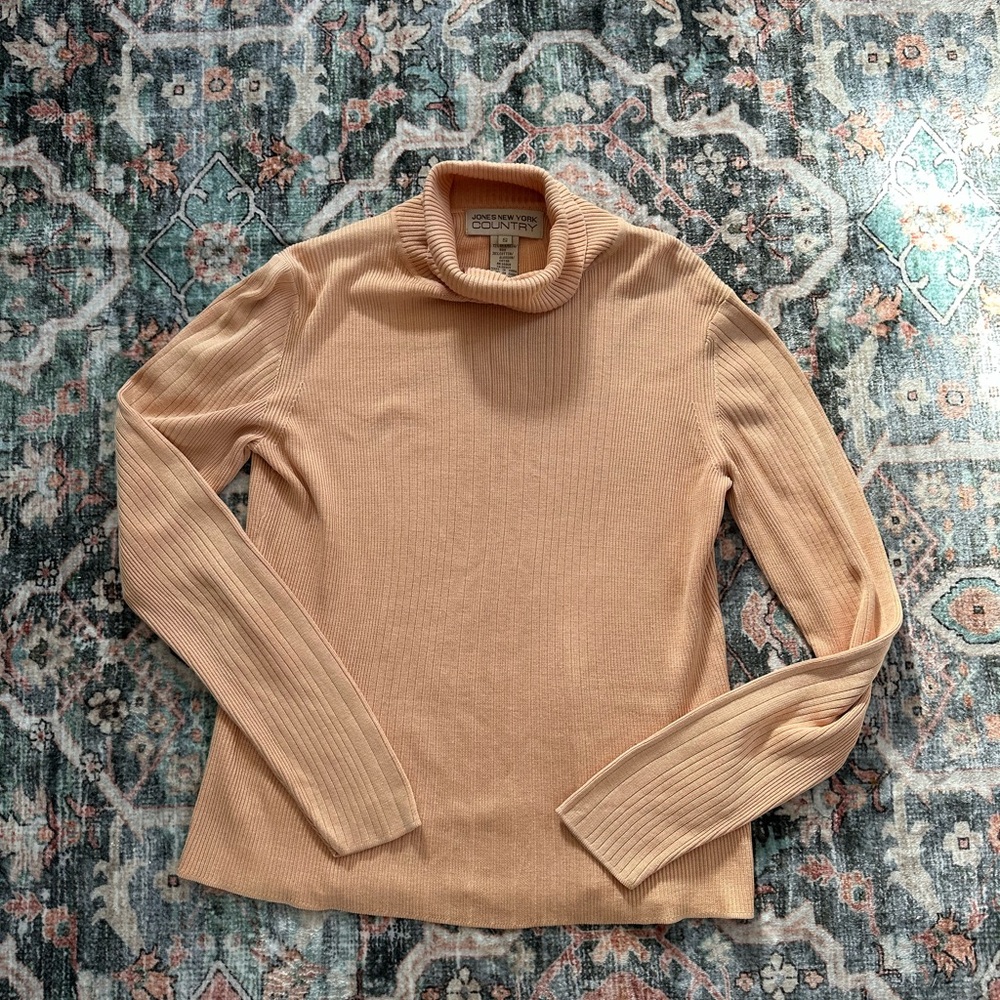 Elegant Silk Turtleneck Orange Tan Peach Old Money Preppy Iconic Natural Fibers